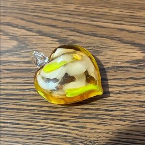 Yellow Heart Glass Pendant